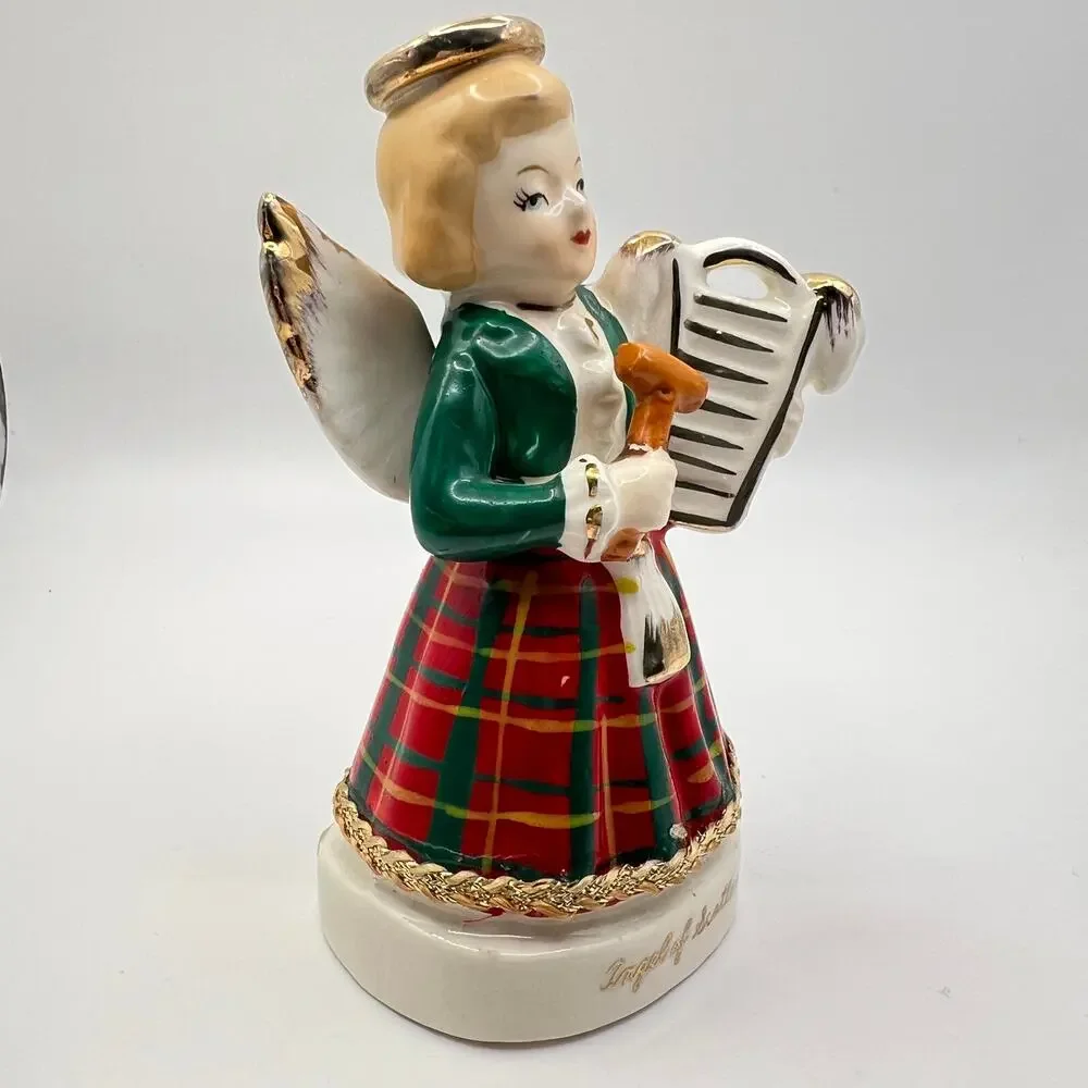 Vintage 50s Art Gift Angel Of Scotland Figurine Porcelain Girl 1958 Japan 4.25